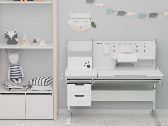 Children's table Mealux Hamilton Multicolor with shelf Grey