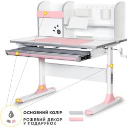 Дитячий стіл Mealux Edmonton Multicolor з полицею Pink