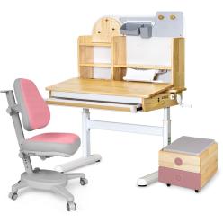 Комплект (L) Mealux Cтол Timberdesk Wood S + Onyx Pink