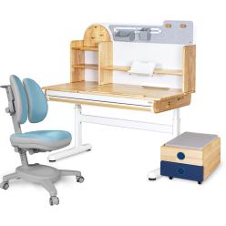 Комплект (L) Mealux Cтол Timberdesk Wood L + Onyx Duo Blue Grey