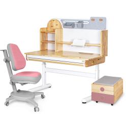 Комплект (L) Mealux Cтол Timberdesk Wood L + Onyx Pink