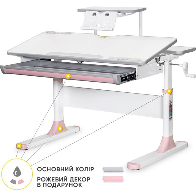 Дитячий стіл Mealux Edmonton Multicolor з полицею S-50 Pink Фото 1
