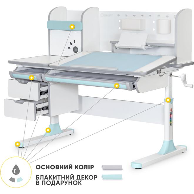Дитячий стіл Mealux Hamilton Multicolor з полицею Blue Фото 1
