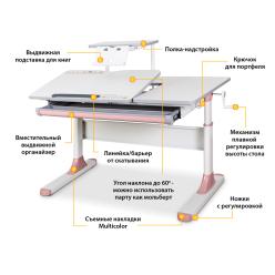 Дитячий стіл Mealux Vancouver Multicolor с полкой S50 Pink