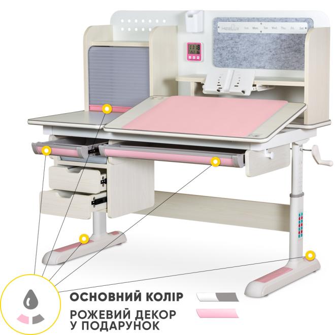 Дитячий стіл Mealux Winnipeg Multicolor Plus MG Pink Фото 1