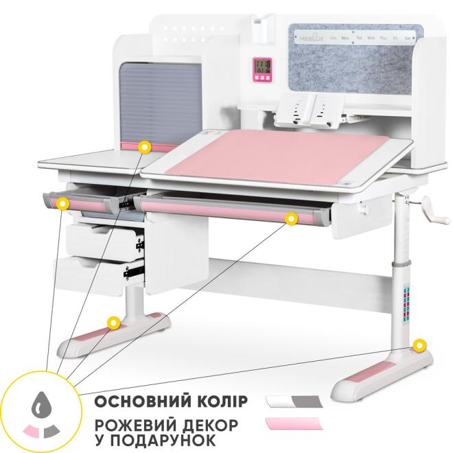 Дитячий стіл Mealux Winnipeg Multicolor Plus WG Pink Фото 1