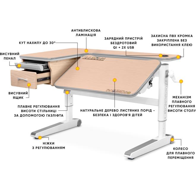 Дитячий стіл Mealux Woodville Multicolor Energy MG Фото 3