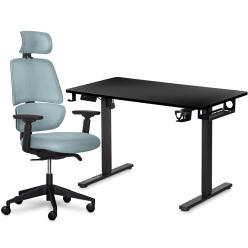 Комплект Mealux PowerDesk Lite Black + Leo Air Plus Grey Blue