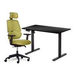 Комплект Mealux PowerDesk Lite Black + Leo Air Plus Green