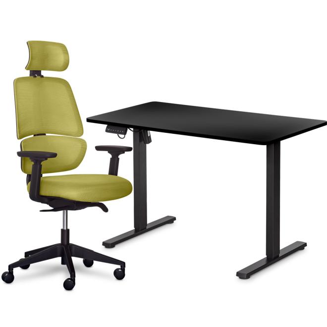 Комплект Mealux PowerDesk Lite Black + Leo Air Plus Green Фото 1