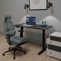 Комплект Mealux PowerDesk Lite Black + Leo Air Plus Grey Blue
