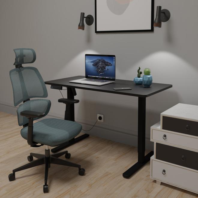 Комплект Mealux PowerDesk Lite Black + Leo Air Plus Grey Blue Фото 2