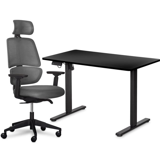 Комплект Mealux PowerDesk Lite Black + Leo Air Plus Grey Фото 1