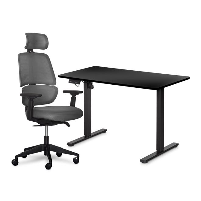 Комплект Mealux PowerDesk Lite Black + Leo Air Plus Grey Фото 1