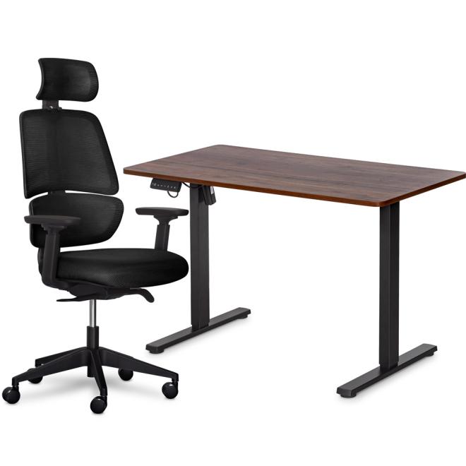 Комплект Mealux PowerDesk Lite Walnut + Leo Air Plus Black Фото 1