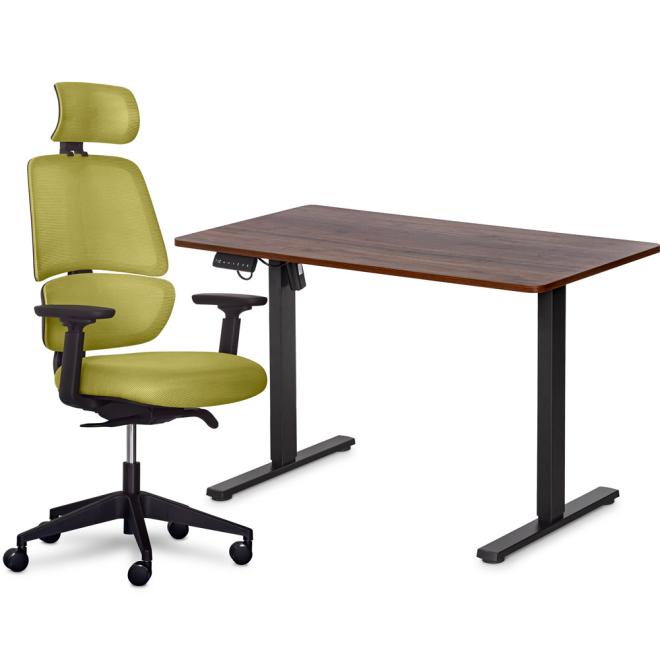 Комплект Mealux PowerDesk Lite Walnut + Leo Air Plus Green Фото 1