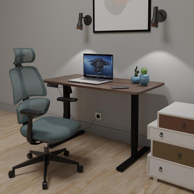 Комплект Mealux PowerDesk Lite Walnut+Leo Air Plus Grey Blue Фото 2