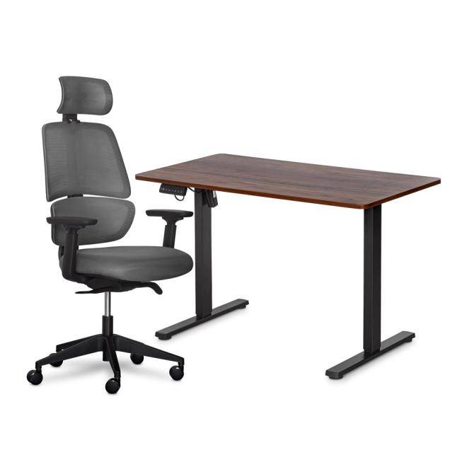 Комплект Mealux PowerDesk Lite Walnut+ Leo Air Plus Grey Фото 1