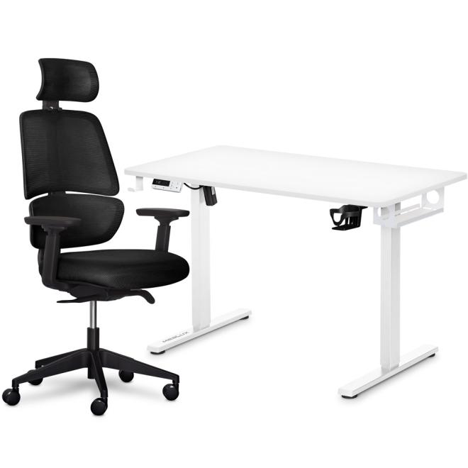 Комплект Mealux PowerDesk Lite White + Leo Air Plus Black Фото 1