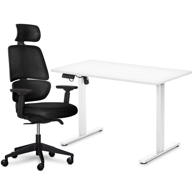 Комплект Mealux PowerDesk Lite White + Leo Air Plus Black Фото 1