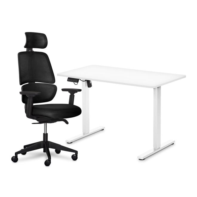 Комплект Mealux PowerDesk Lite White + Leo Air Plus Black Фото 1