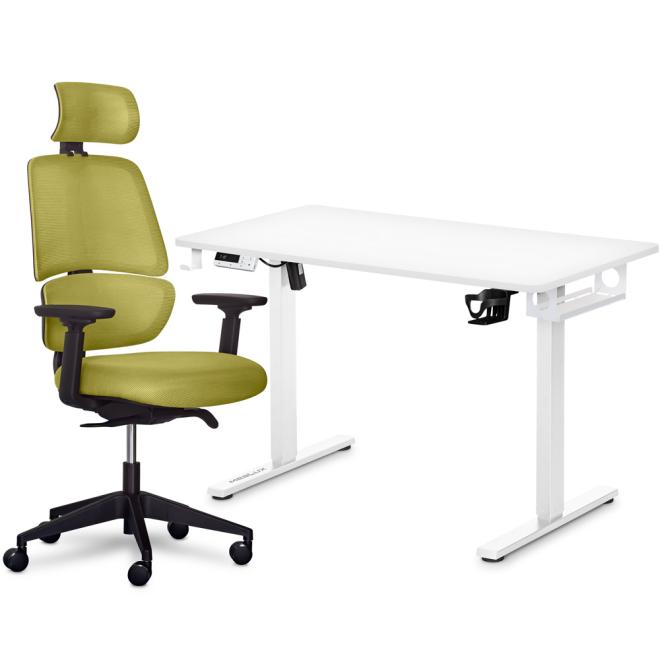 Комплект Mealux PowerDesk Lite White + Leo Air Plus Green Фото 1