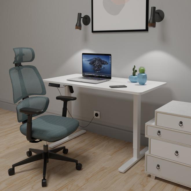 Комплект Mealux PowerDesk Lite White + Leo Air Plus Grey Blue Фото 2
