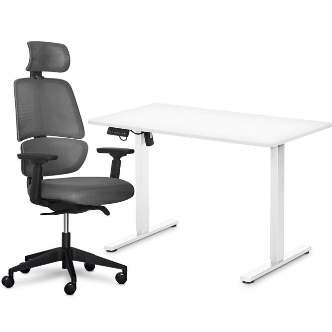 Комплект Mealux PowerDesk Lite White + Leo Air Plus Grey Фото 1