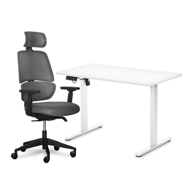 Комплект Mealux PowerDesk Lite White + Leo Air Plus Grey Фото 1