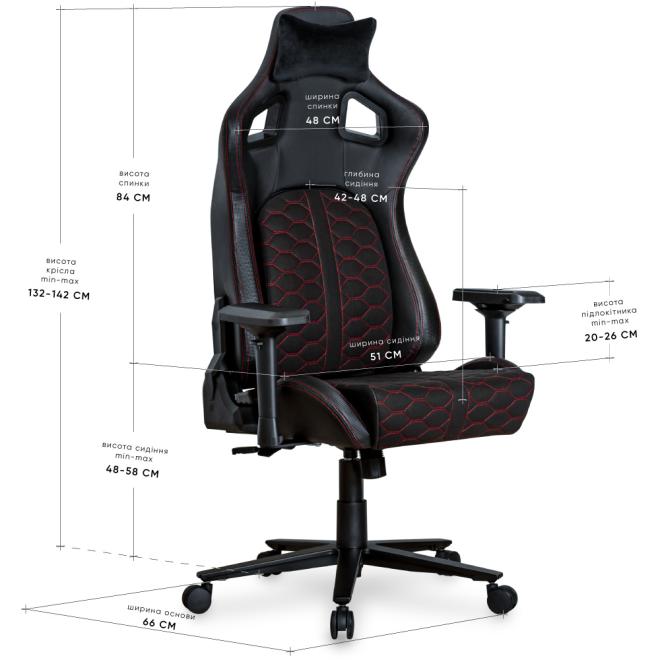 Крісло Cyberlux Hermes Black Red Фото 3