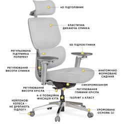 Крісло Mealux D2 Air Fabric Grey