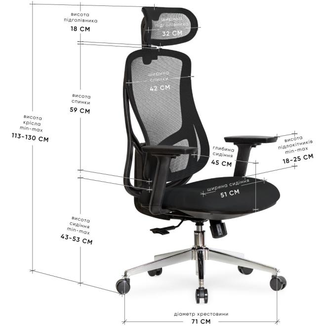 Крісло Mealux Flow Fabric Black Фото 2