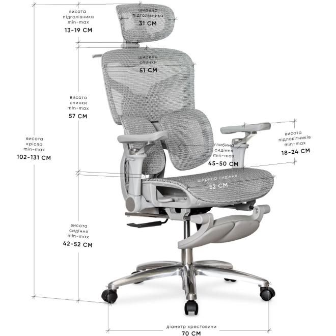 Кресло Mealux S2 Air Grey Фото 6