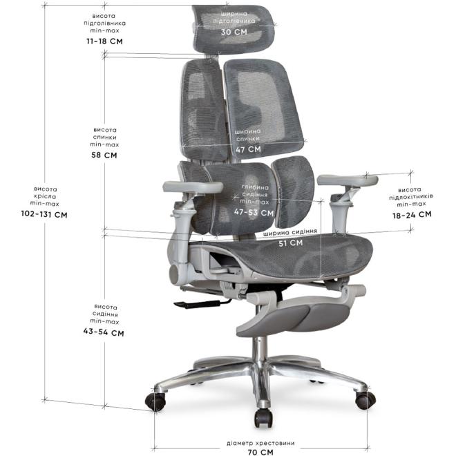 Крісло Mealux S3 Air Plus Grey Фото 5