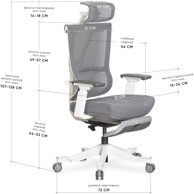 Armchair Mealux S6 Air Fabric Grey / White Photo 2