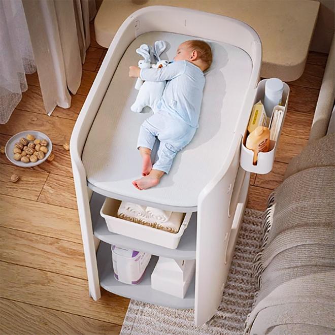 Дитячий столик Mealux Dora з матрацом White / Grey Фото 3