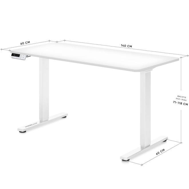 Table with electric height adjustment Mealux PowerDesk Duo White Photo 2