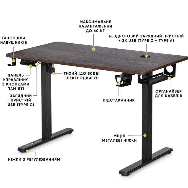 Стіл з електро регулюванням висоти Mealux PowerDesk Energy Antique Фото 2