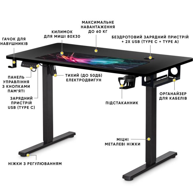 Стол Mealux PowerDesk Energy Black Фото 2