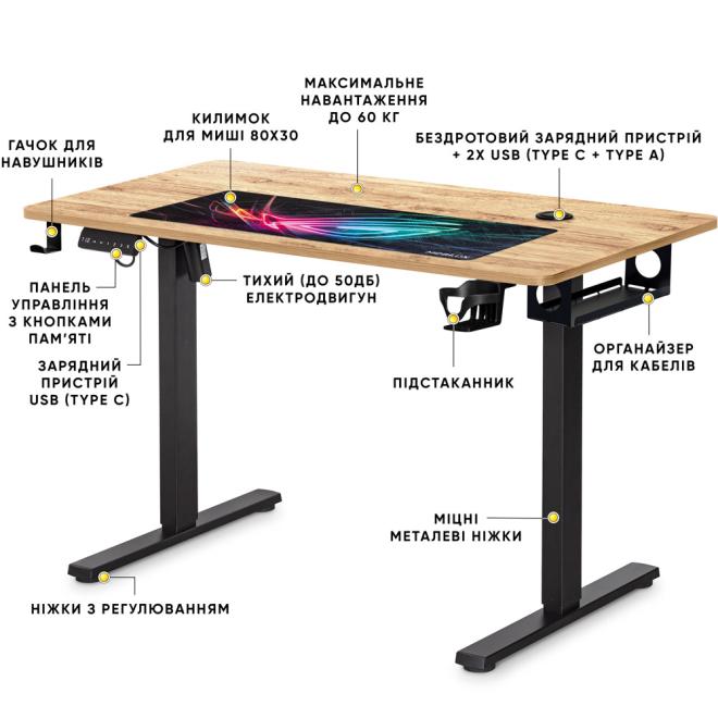 Table Mealux PowerDesk Energy Mahogany Photo 2