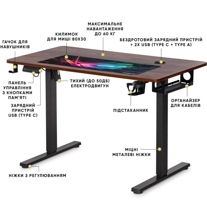 Стіл Mealux PowerDesk Energy Walnut Фото 2