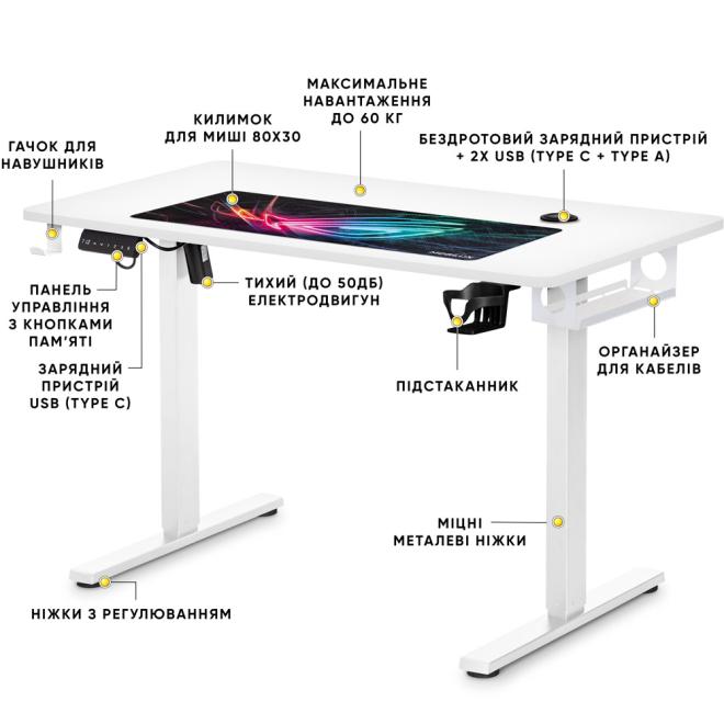 Стол Mealux PowerDesk Energy White Фото 2