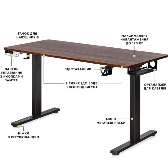Стіл з електро регулюванням висоти Mealux PowerDesk Duo Walnut Фото 2