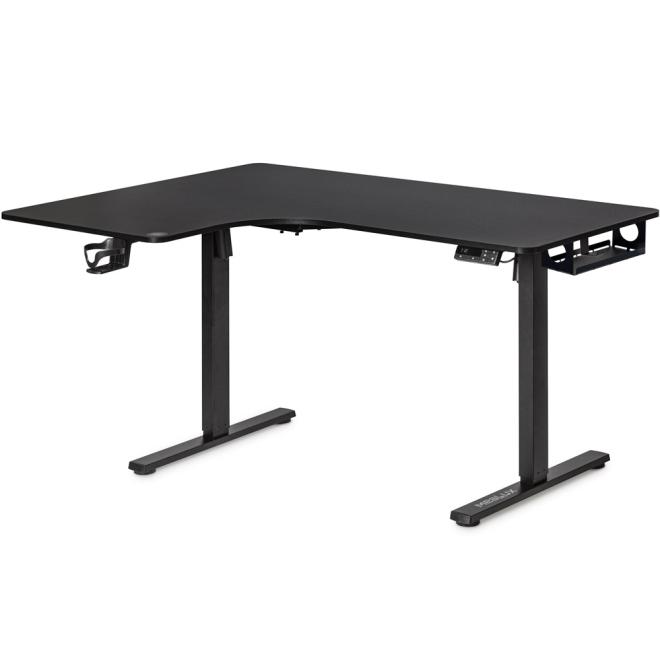 Table with electric height adjustment Mealux Powerdesk Corner-R Black Photo 1