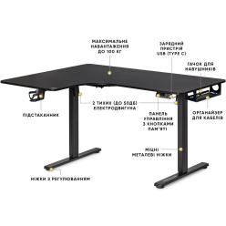 Стол с электрорегулировкой высоты Mealux Powerdesk Corner-R Black