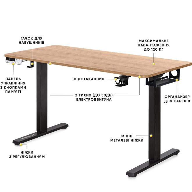 Стіл з електро регулюванням висоти Mealux PowerDesk Duo Mahogany Фото 2