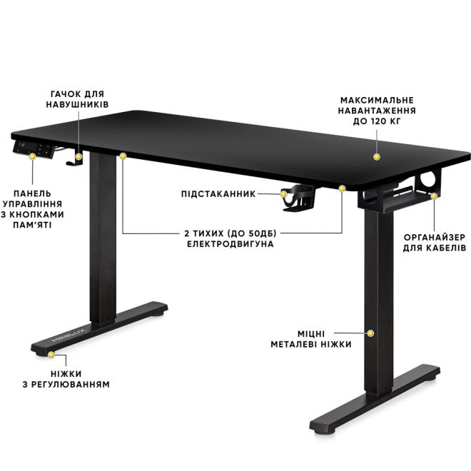 Стол с электрорегулировкой высоты Mealux PowerDesk Duo XL Black Фото 2