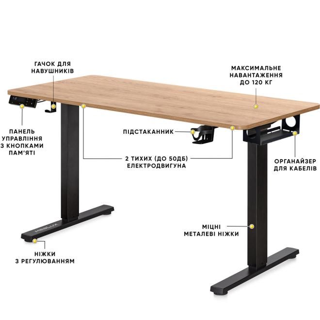 Стол с электрорегулировкой высоты Mealux PowerDesk Duo XL Mahogany Фото 3