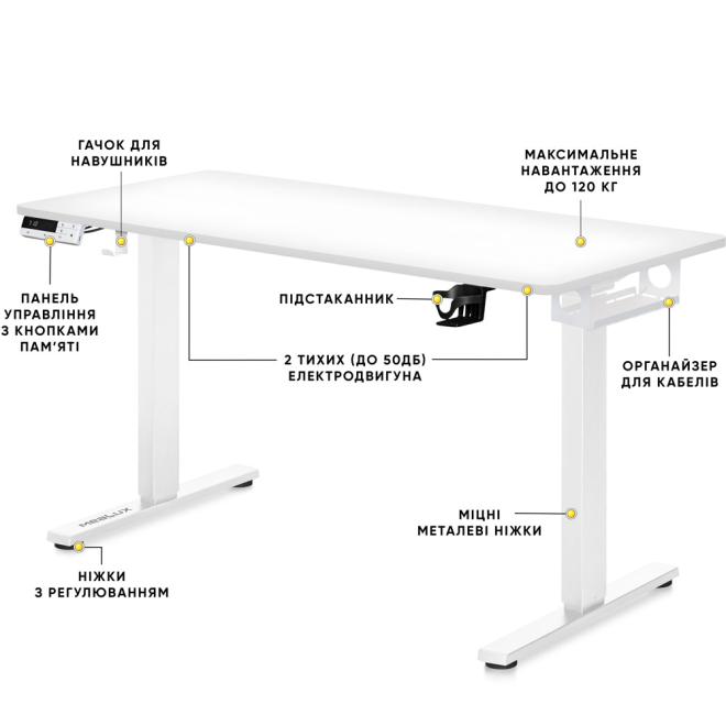 Стіл з електро регулюванням висоти Mealux PowerDesk Duo XL White Фото 2