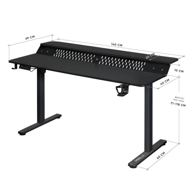 Стол с электрорегулировкой высоты Mealux PowerDesk Extra XL Black Фото 2